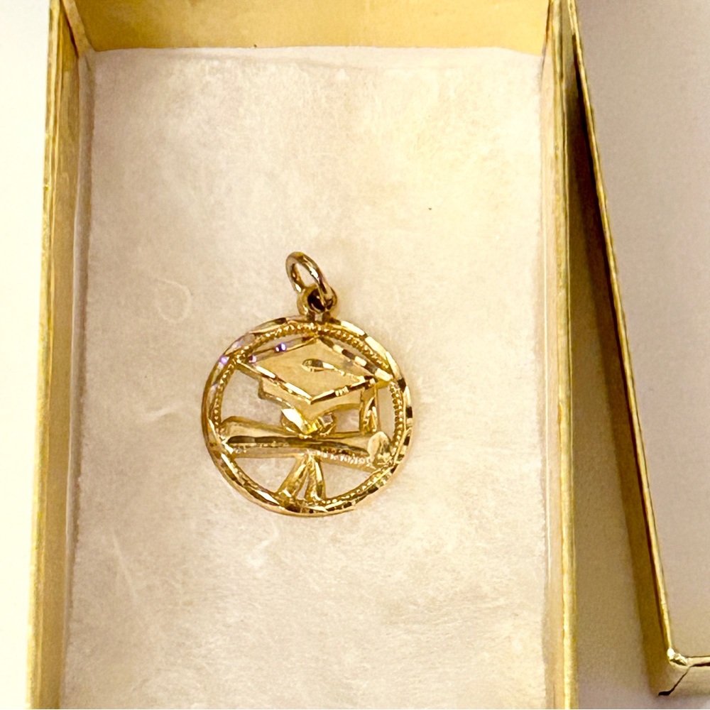10k gold graduation cap hatdiploma necklace pendant round bracelet charm college